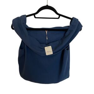 Free People NWT Blue Off the Shoulder Slouchy Crop Top XL Boho Casual